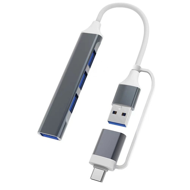 JILIAN 4-in-1 USB Docking Station Adapter 4-Port Hub with USB 3.0 & Type-C Ports Aluminum Alloy in Stock