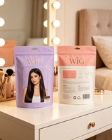 Sacs d'emballage personnalisés en plastique mat transparent à fermeture éclair pour extensions de cheveux, avec logo personnalisé, pour perruques et mèches de cheveux