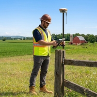 CHCNAV Mât GPS RTK en fibre de carbone télescopique 1,25m-2,2m, Mât de centrage de prisme pour équipement de topographie par station totale