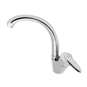 Robinet de cuisine à bec haut Como, moderne, en acier inoxydable, avec fonction eau chaude et froide, finition brossée, certifié CUPC - Product Image 1