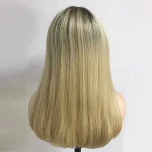 Hochwertige beliebte asch blonde Highlights Farbe Europäisches Haar Seide Schweizer Spitze Top Jüdische Perücke Koscher Perücken Lieferant