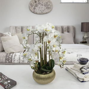 Fleurs artificielles avec pot, grandes orchidées, panneau de plantes artificielles, fleurs d'orchidées en soie PEVA - Product Image 3