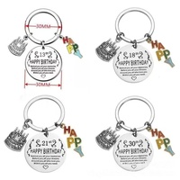 Porte-clés de luxe en acier inoxydable avec numéro 16 18 20 21 25 30 50 90, porte-clés en métal pour anniversaire, charme de bougie de gâteau joyeux anniversaire, souvenirs, cadeau