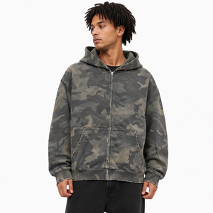 Sudadera con capucha de camuflaje para hombre, con cremallera, de algodón grueso, estilo casual para otoño. - Product Image 1