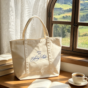 High End <b>Canvas</b> <b>Tote</b> Bag Embroidery Logo 16 Ounce Shoulder Handbag Heavy Duty <b>Canvas</b> <b>Tote</b> Bag for Wedding Use - Product Image 5