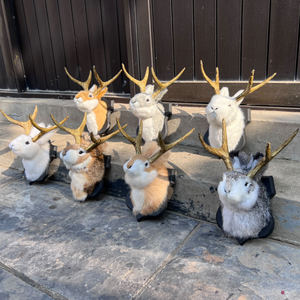 Tête de Lapin de Pâques pour Enfants, Tête de Lapin en Peluche avec Cornes de Cerf en Plastique, Style Adorable pour Décorations Murales d'Événements Festifs - Product Image 2