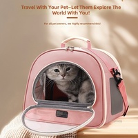 Sac de transport souple pour animaux de compagnie avec fenêtre transparente arquée, sac de voyage pour chat et chien à dôme supérieur avec ventilation en maille, sac à main portable rose