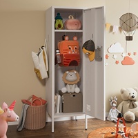Casier de rangement scolaire en métal à porte unique verrouillable, armoire en acier robuste avec trous de ventilation pour les effets personnels des élèves