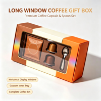 Boîte cadeau personnalisée en papier pour capsules de café, avec fenêtre longue