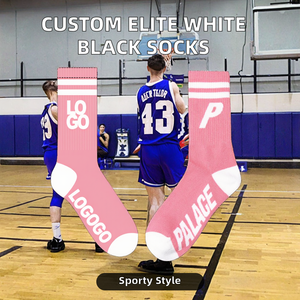 Calcetines Deportivos Personalizados Elite Crew Blancos y Negros <span class=keywords><strong>de</strong></span> Otoño, Tejidos, Transpirables, <span class=keywords><strong>de</strong></span> Secado Rápido, con Letras y Logotipo Personalizados - Product Image 2