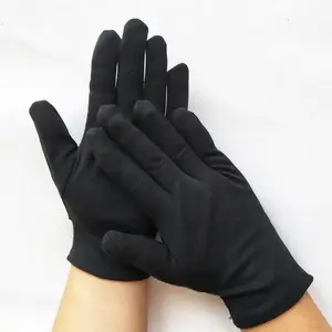 Guante de interbloqueo de la mejor calidad, guante de inspección formal color negro blanqueado, 100% algodón