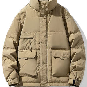 Chaqueta de Plumón Personalizada para Hombre con Cuello Alto - Chaqueta Acolchada Moderna, Gruesa y Cálida con Cierre de Botones de Color Sólido - Product Image 1