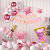 Bannière de décoration Joyeux Anniversaire, Grandes Ballons Or Rose, Affiche Thème Fond de Scène pour Fille Femme, Bannière d'Anniversaire