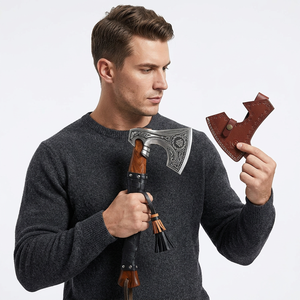 Thewizcrafts Best Value Hand Forged Stainless Steel Viking <b>Axe</b> with Wood <b>Handle</b> Valhalla Camping & Hunting Hatchet for Survival - Product Image 2