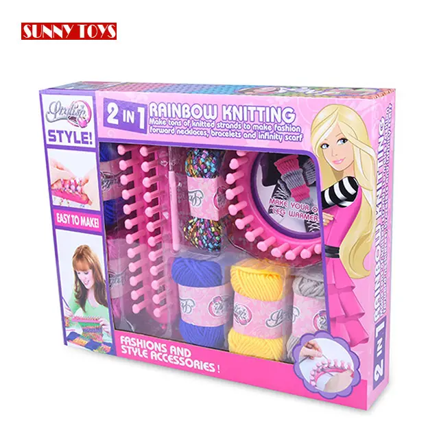 2 in 1 educational DIY craft hand knitted toy knitting machine for kids