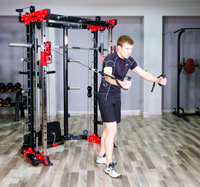 Machine Smith multifonctionnelle en acier/fer avec logo personnalisé pour entraînement de force, squats et musculation en salle de sport, équipement d'exercice avec revêtement en mousse