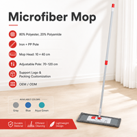 Mopa de Limpieza Reutilizable con Almohadilla de Microfibra Desmontable y Mango Plano para Pisos Húmedos y Secos