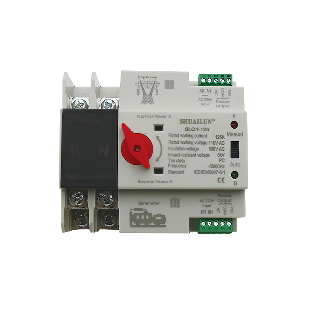 Customized Dual Power Conversion 125A Switch 2P Electrical Automatic Transfer Switching (ATS)