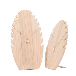 Expositor de collares con forma de hoja de madera, soporte de joyería de madera maciza, organizador de escritorio para exhibición de cadenas de clavícula - Product Image 2