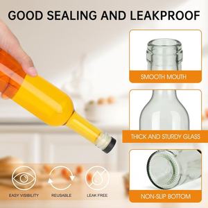 Botellas de Vino de Vidrio Transparente de 16 oz con Tapas de Corcho y Cápsulas Termoencogibles de PVC de 500 ml para Vino, Licores, Jugos, Licores Caseros - Product Image 5