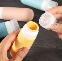 Bouteilles en silicone avec logo personnalisé, contenants cosmétiques de 3 oz sans BPA, flacons de lotion compressibles rechargeables, ensemble de 4 flacons de voyage