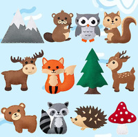 Kit de loisirs créatifs en feutrine pour enfants : animaux en peluche, jouets éducatifs à coudre soi-même, ensemble de couture en feutrine pour enfants avec sac