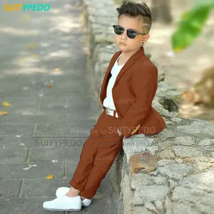 Bleu enfants garçons pantalons deux pièces ensemble enfants baptême mariage bal Costume bébé garçon élégant robe adolescent fête Costume - Product Image 2