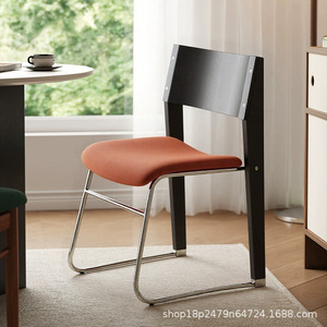 Retro Minimalist Bauhaus Style Dining Chair Solid Wood <b>Backrest</b> 35cm Height For Dining Room Adult Use - Product Image 2