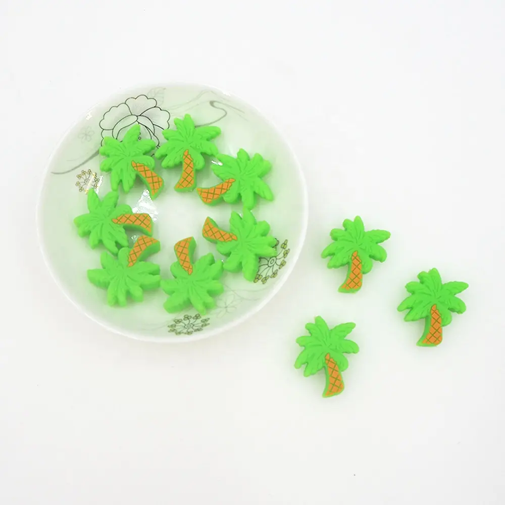 Fashion Loose Bead Baby Chewable Teething Toys DIY Necklace Palm Tree Beads Silicon For Jewelry Making