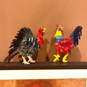 Fermaglio per capelli in acetato a forma di gallo, design creativo a tema animale, lussuoso fermaglio a pinza a forma di gamba di pollo per uso quotidiano - Product Image 1