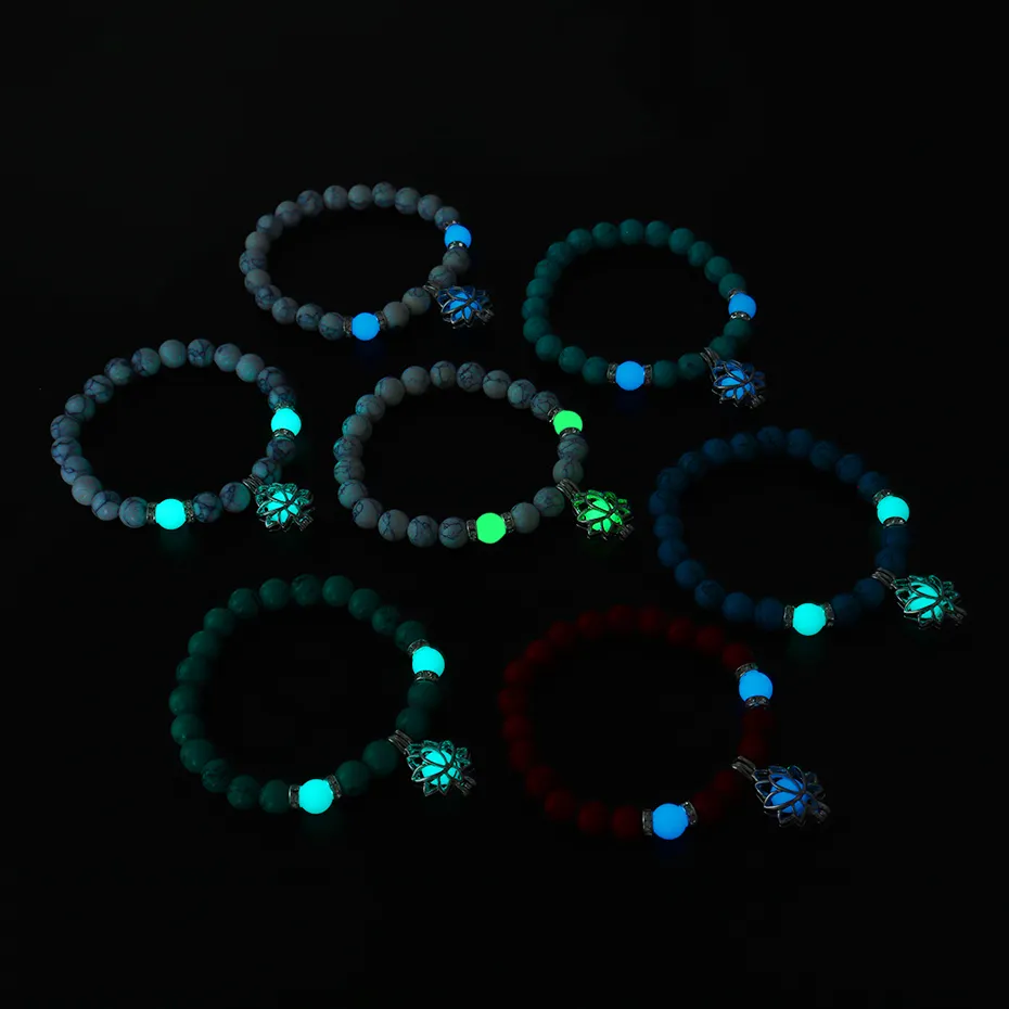 Charmante Fluorescent Natuursteen Eenvoudige Kralen Licht Absorberen En Zelf Lichtgevende Dating Winkelen Armband Sieraden
