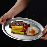Assiette ovale japonaise vintage en acier inoxydable 304, plateau à dessert, vaisselle de camping, 1 pièce