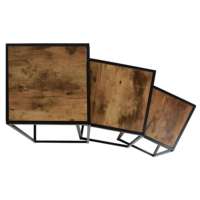 Table basse empilable multifonctionnelle Cadre métallique Table de table MDF Petite table Trois ensembles gigognes Table peu encombrante