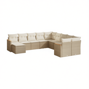 Ensemble de canapés de jardin modulaires en polyrotin beige, mobilier d'extérieur, design contemporain confortable - Product Image 1