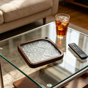 Begonia Black Walnut Tray Coaster Set 6 Pieces Glass Coasters <b>Teacups</b> Modern Minimalist Desktop Storage - Product Image 3