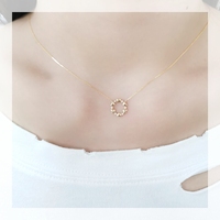 Dainty FineJewelry Collier avec diamant taillé en brillant Collier en forme de cercle en forme de cœur pour femme en or jaune véritable 18 carats