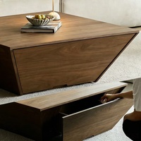 Table basse carrée en bois noir de luxe, style moderne et minimaliste, pour salon domestique