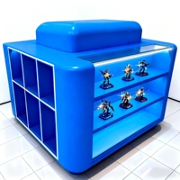 Nouvellement bleu boutique supports jouets d'affichage pour peluche jouet brique magasin affichage Anime avec lumières LED vitrines