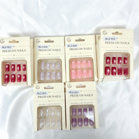 Lot de 24 faux ongles carrés à presser, rose, violet, rouge, vert menthe, effet œil de chat brillant, vente en gros, personnalisable, marque privée