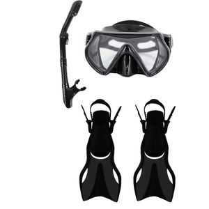 Ensemble de plongée avec masque, tuba et palmes réglables, bleu et noir, pour adultes et adolescents, taille M, ajustement régulier, matériau TPR - Product Image 3