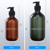 Bouteille de shampooing en plastique PET ronde de 300 ml et 500 ml avec pompe pour savon de douche, soin de la peau, lotion corporelle, emballage cosmétique vide