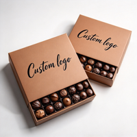 Boîte cadeau en chocolat avec couvercle en papier kraft et insert de séparation pour truffes et pralines, emballage de bonbons en gros pour les acheteurs