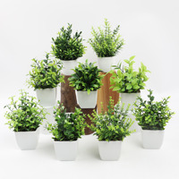 Plantes artificielles en pot miniatures de 6 à 7 pouces, eucalyptus vaporisé, plantes d'intérieur pour la décoration de la maison, du bureau et de la table, OEM/ODM