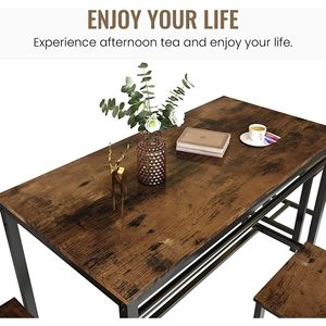 Recaceik <b>bar</b> <b>table</b> and chair set, retro brown and black kitchen dining <b>table</b> and chairs, home use round and <b>square</b> <b>bar</b> stools. - Product Image 2