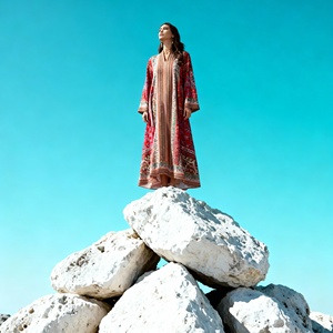 Abaya de soirée en polyester imprimé de luxe pour femmes musulmanes, style Dubaï personnalisé, robe de fête OEM - Product Image 1