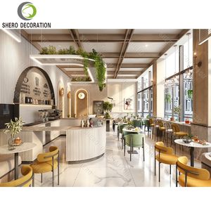 Decoración de panadería boutique, diseño de mostrador de barra de mármol de lujo personalizado, mostrador de exhibición de vidrio para panadería. - Product Image 1