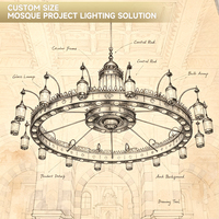 Lustre LED de style islamique pour mosquée, restaurant, hall d'entrée, salle de prière