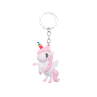 Porte-clés Licorne en Caoutchouc Chibi Mignon Kawaii, Pendentif de Sac Arc-en-ciel, Vente en Gros, Personnalisé OEM ODM