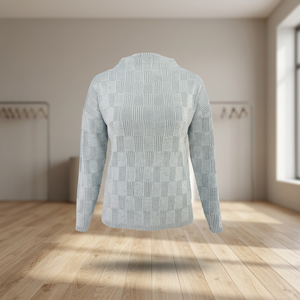 Pull en maille texturé à col cheminée pour femme, épais, à manches longues, décontracté, pour l'hiver - Product Image 1