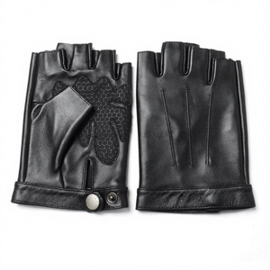 Gants de conduite en peau de mouton vintage respirants thermiques mi-doigts pour hommes, style européen et américain, pour voiture et moto - Product Image 3